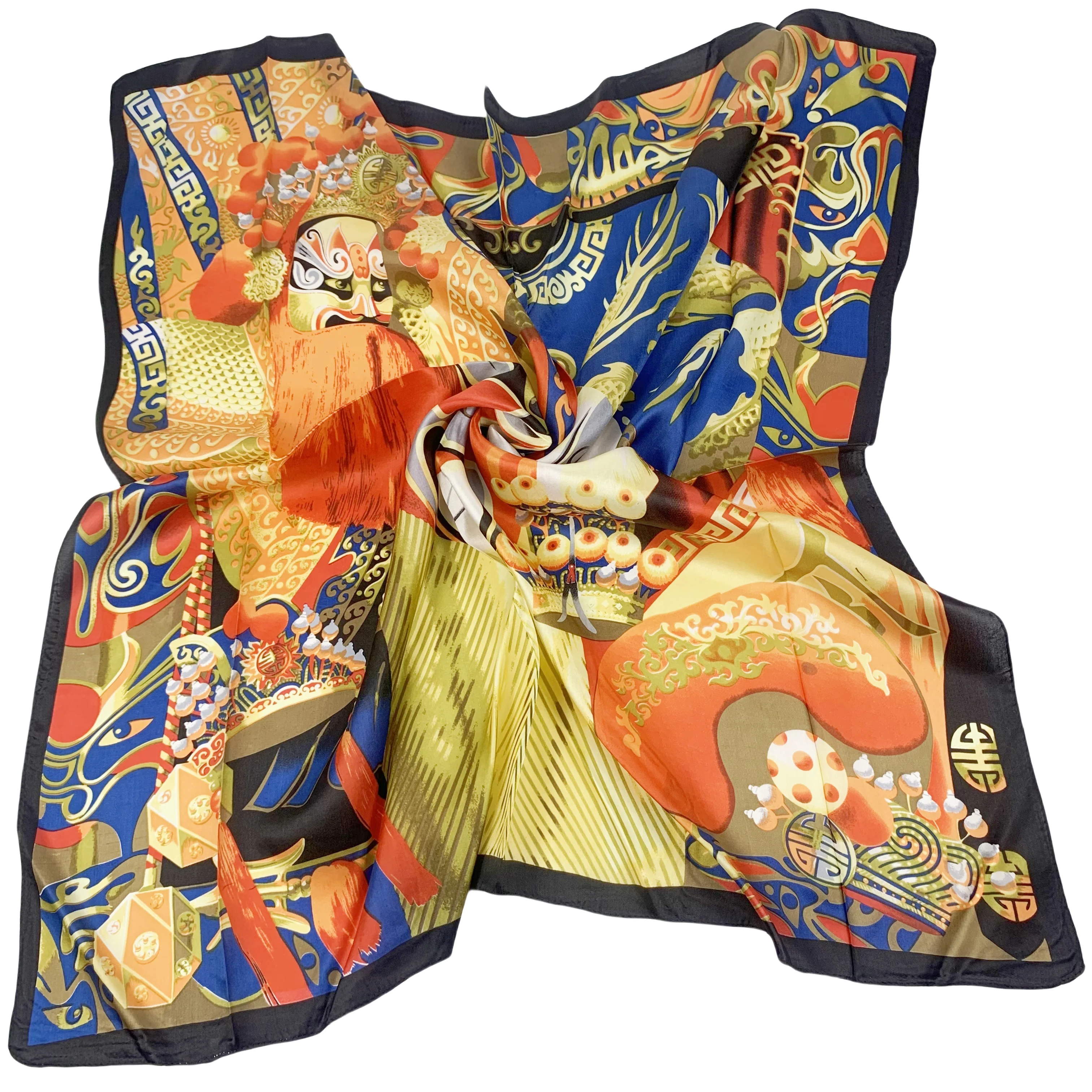 wholesale 90cm*90cm 100% pure silk scarves scarf mulberry silk  design scarf  Luxury Brand beijing opera Chinese opera