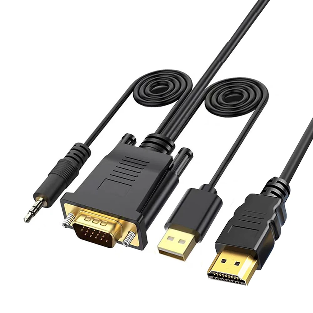 

VGA to HDMI-compatible Cable 6FT with USB Power and 3.5 Audio,1080P@60Hz for Laptop PC VGA Source Output to TV/Monitor/Projector