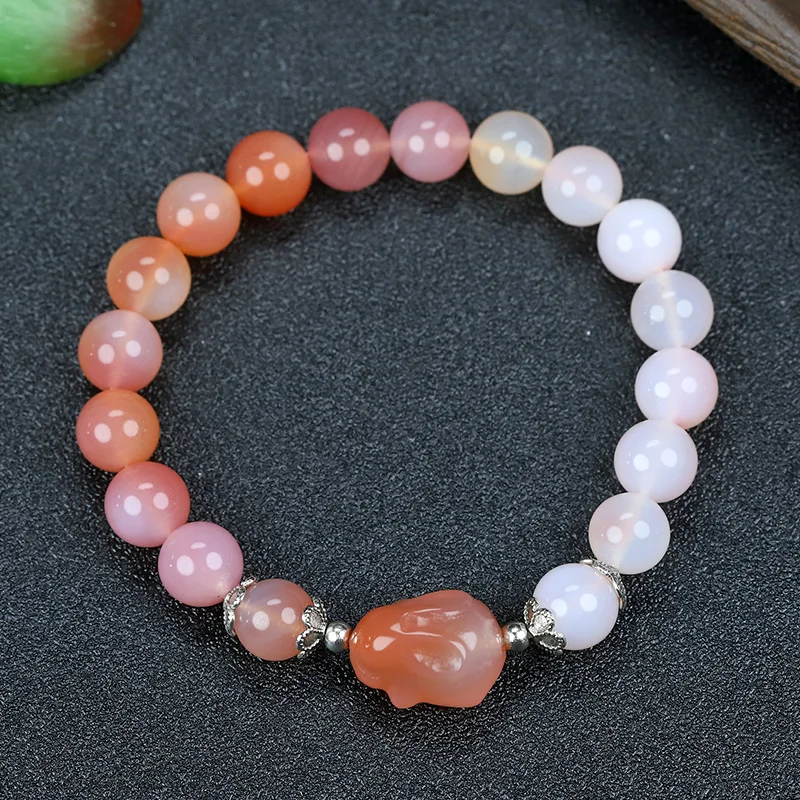 

Natural Jade Bracelet With Exquisite Gradient Color Hand-String Bangles Round Beads Hand Skewers Handring Fine Jewellry