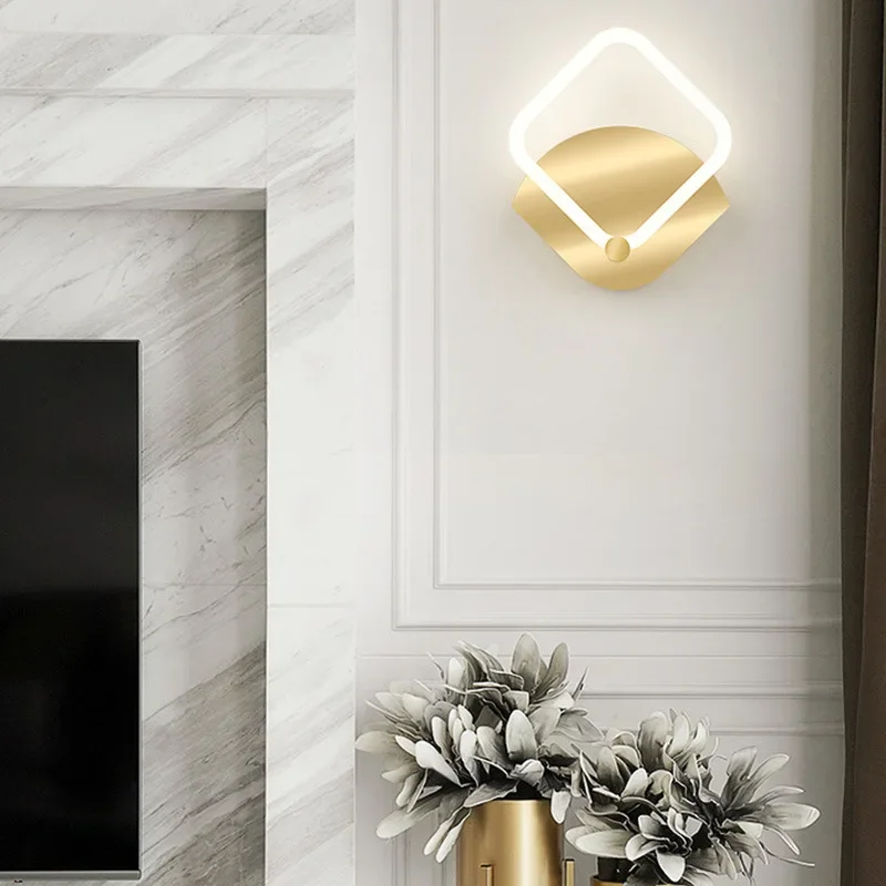 Modern Nordic LED โคมไฟติดผนังห้องนอนข้างเตียง Wall Sconce ห้องนั่งเล่นโซฟาทีวีโรงแรมข้างเตียงตารางภายในบ้านแหวนโคมไฟ