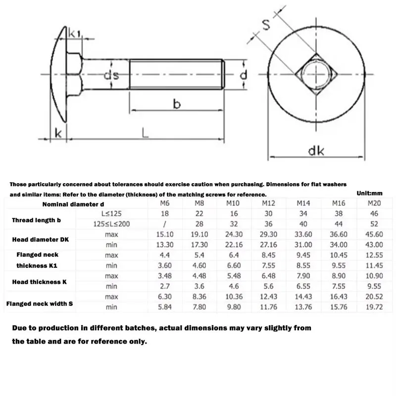 1-5Pcs GB14 304 Stainless Steel M6 M8 M10 M12 Truss Round Head Square Neck Carriage Screw Coach Bolt 16mm-150mm Length