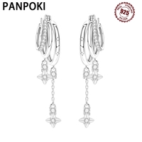 PANPOKI 925 Sterling Silver Multi Layer Starry Tassel Drop Earrings Women Earrings Charm Trend Versatile Party Jewelry Gifts