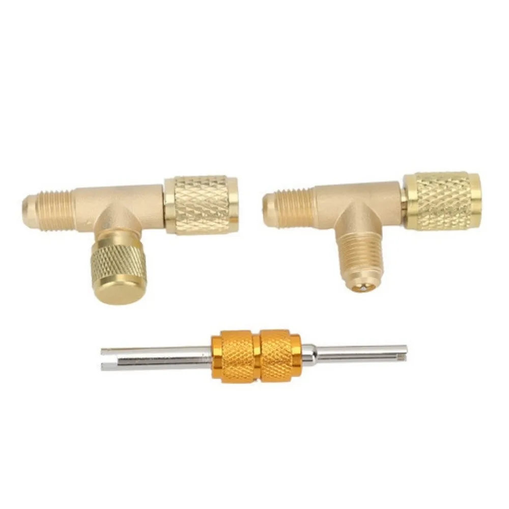 1/4 SAE Brass Tee Adapter Quick Connect Three-Way Tube Fitting Easy Operatio High Reliability Hose Connector for R22 R12 R134