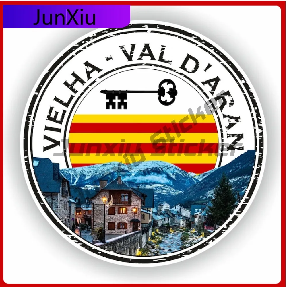 

Vielha val d'aran Unique Laptop UV Resistant Vinyl Sticker Graphic Spain Espana Seal Round Decal UV Resistant Unique Boat