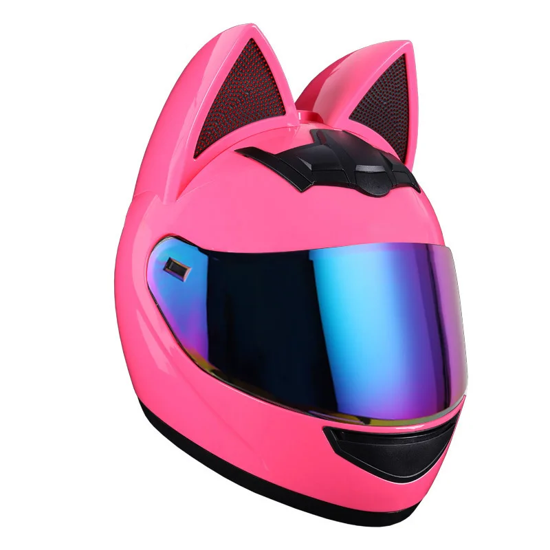 Motorcycle Helmet Full Face Cat Ear Detachable DOT Certification Safety Moto Helmet Women Men Breathable Gift for Girlfriend