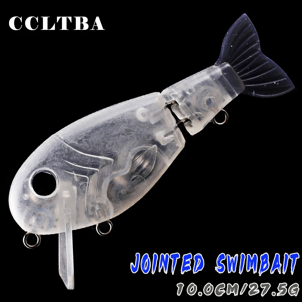 

CCLTBA 5 шт./лот, 10 см, 27,5 г, неокрашенный шарнирный кренкбейт, рыболовная приманка, погремушка, прозрачная пустая свимбейт, приманка для ловли окуня