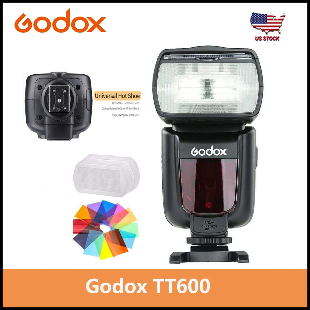 Godox TT600 2.4G Wireless Camera Flash Speedlite for Canon Nikon Pentax Olympus Fujifilm Panasonic,with Color Filter,Diffuser.