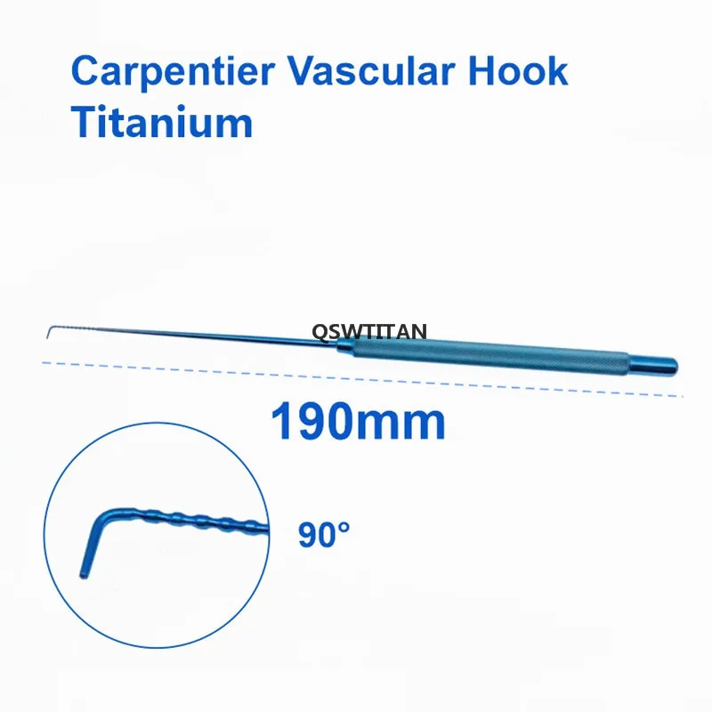 Titanium Carpentier Vascular Hook Angled 190mm long Neurosurgery Micro Surgical Instruments