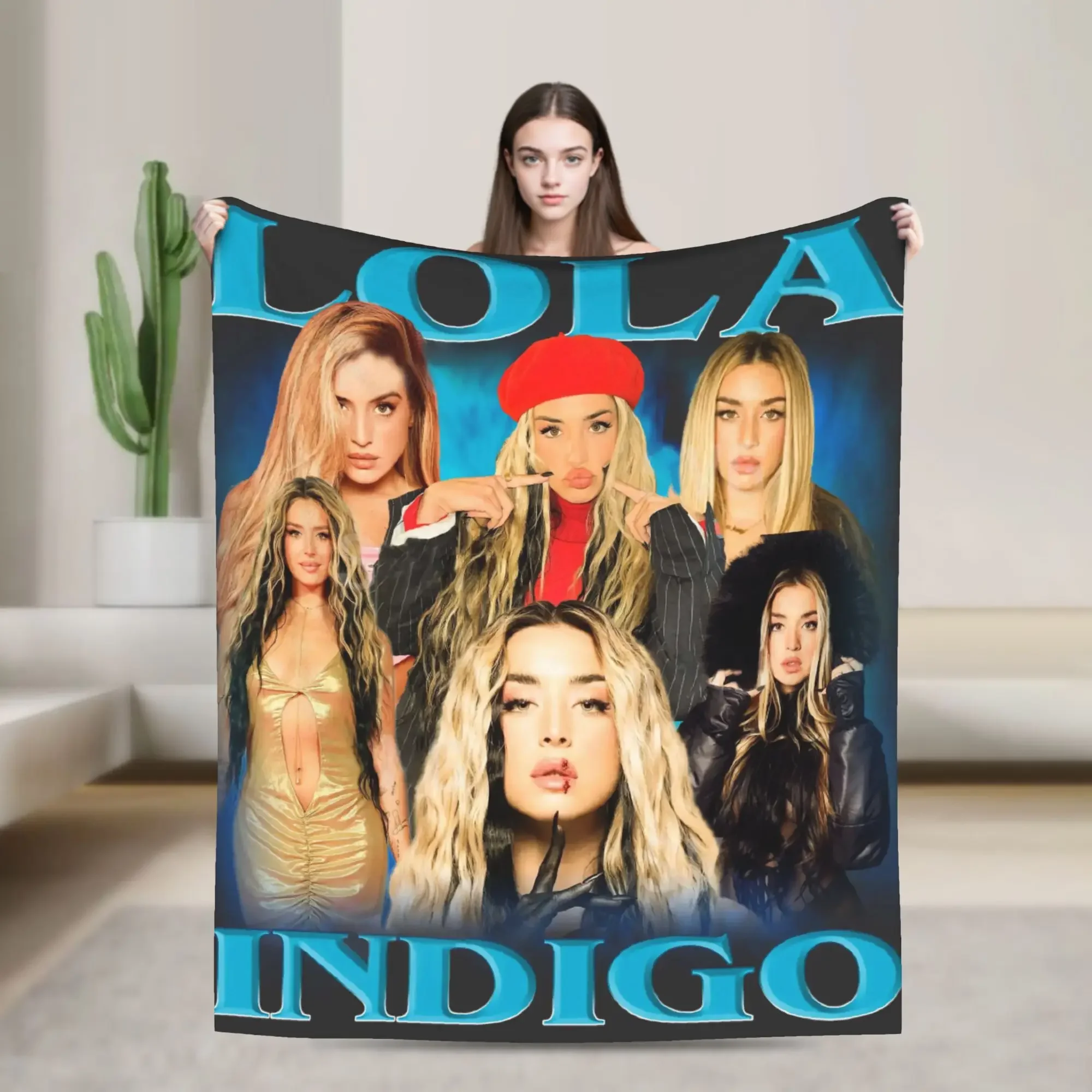 

Soft Travel Lolas ndigos Spanish Singer Throw Blanket for Bed Sofa Couch Lightweight Cozy Graphic Bedspread