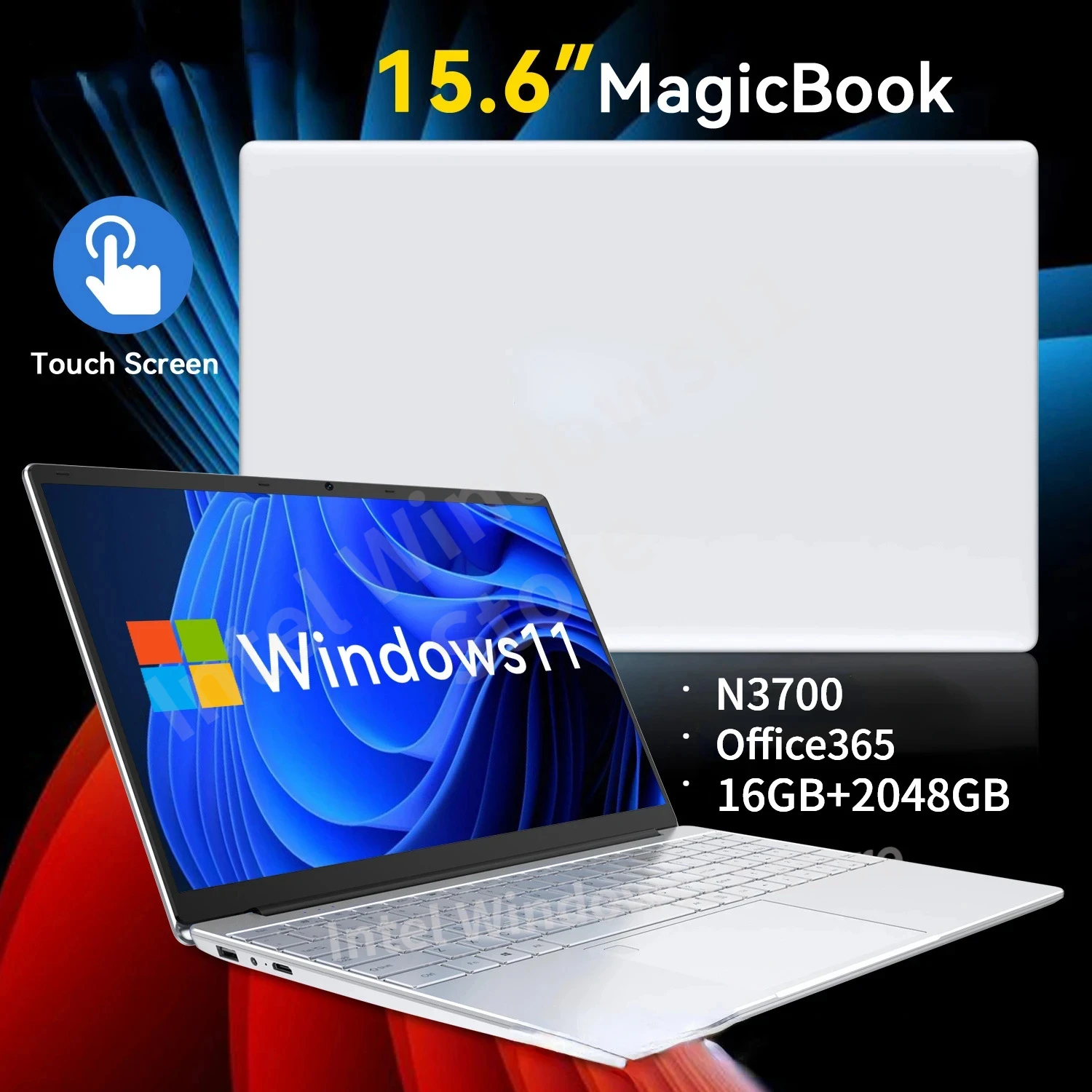 Imagem -02 - Nova Marca Ultra-fino 15.6 Polegada 16gb Ram 2tb Ssd Intel N3700 Portátil com Tela 1920x1080 Escritório Estudo pc Windows11 Notebook