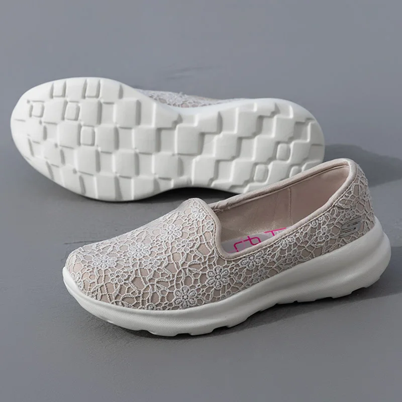 Skechers Women's Shoes, Mesh Breathable Soft-Soled Sneakers, Slip-On Casual Shoes, Walking Shoes, Mom's Shoes 8730068-Tpe