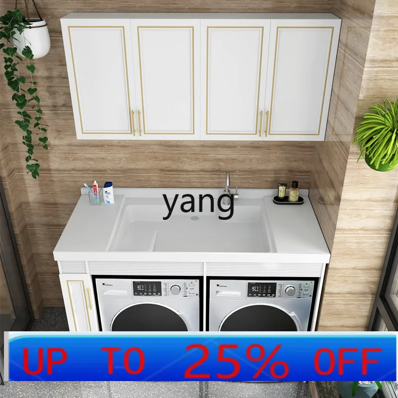 

LH Integrated Cabinet with Washboard, Drum Washing Machine, and Dryer