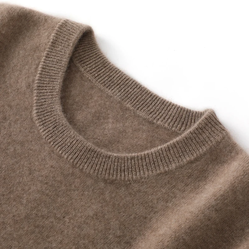 Cashmere Sweater Men One-line Knitting Pullover Autumn Winter Round Neck Soft Warm Pure Wool Jumper Leisure Business Knitted Top