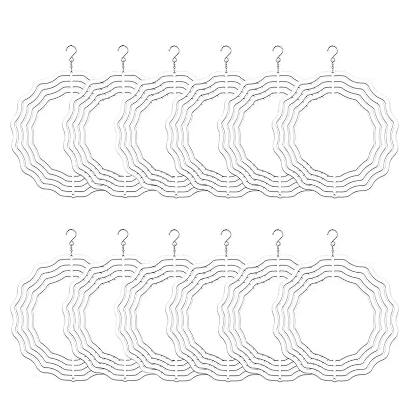 B84B 12Pack 8 Inch Sublimation Wind Spinner Blanks 3D Double Sided Wind Powered Kinetic Sculpture for Yard Garden Decor