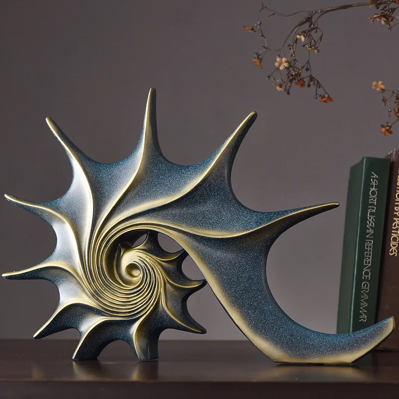 

Creative Resin Conch Statue Ornament Sea Snail Figurines Office Home Decoration Living Room Desktop Bookshelf Wine Cabinet Decor