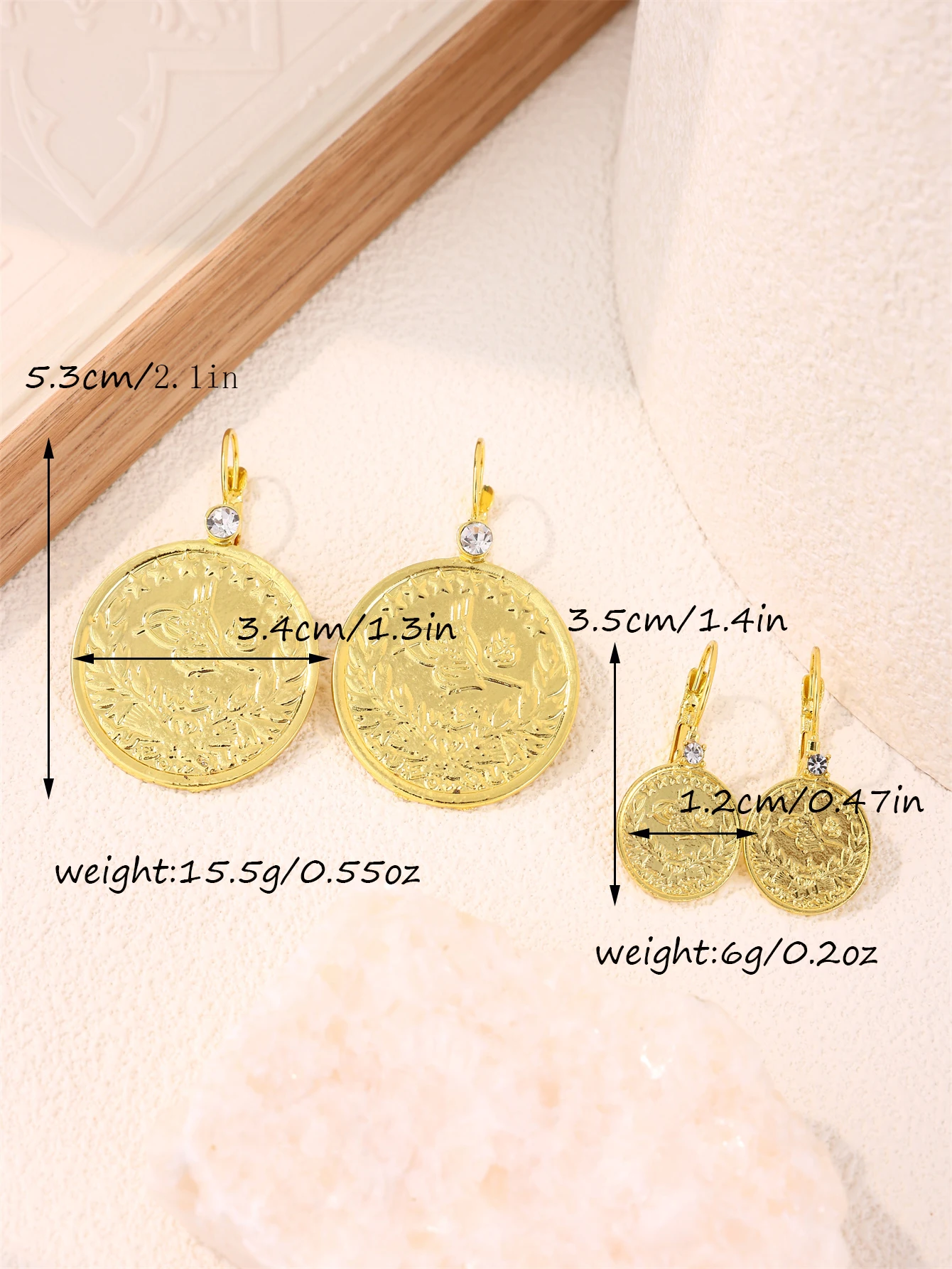 Turkish Coin Shaped Earrings Retro Ladies Round Earrings Aristocratic Bride Ear Decorations