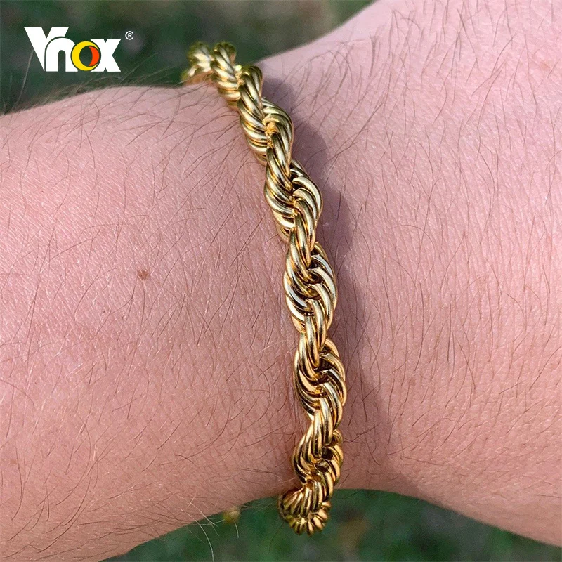 Vnox Dropshipping Basic 2/3/4/5mm Stainless Steel Twisted Rope Chain Bracelets for Men Women,Wrist Christmas Gifts Jewelry