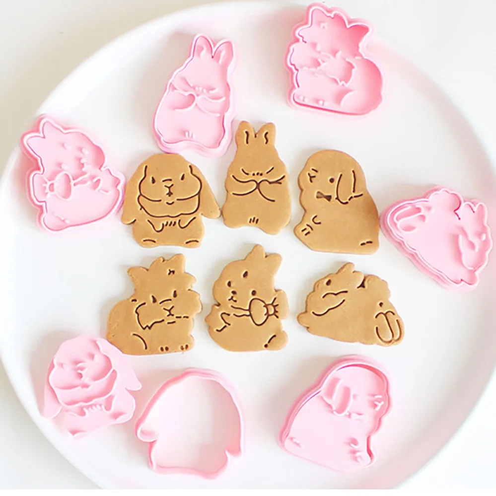 Chubby Rabbit Cookie Cutters Bunny Biscuit Mold Stamp Kitchen Baking Pastry Bakeware Dessert Baking Supplies