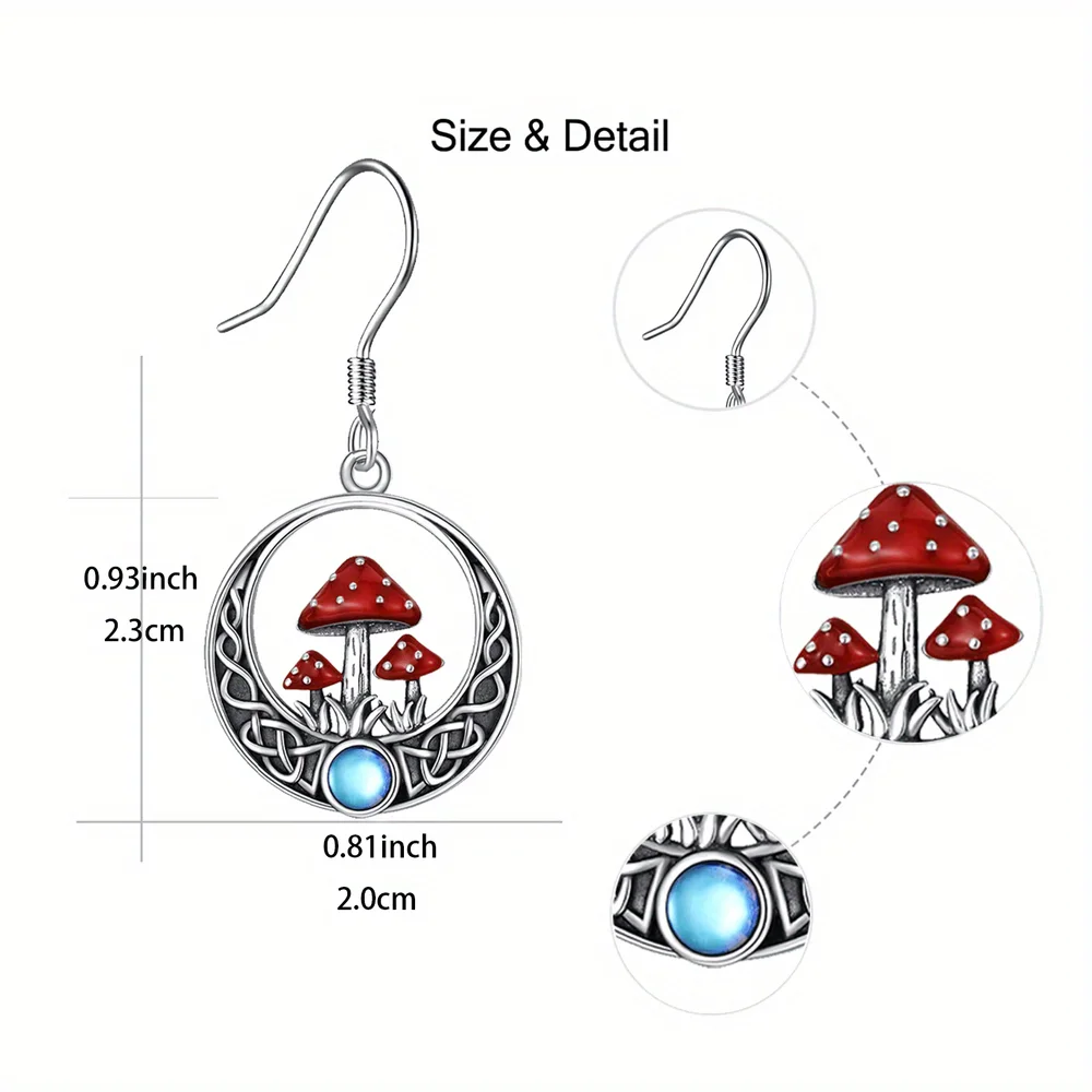 1 Pair of Cute Red Mushrooms Round Dangle Earrings Birthday Gift Anniversary Party , Jewelry, Niche Style Hot List, Bestselling