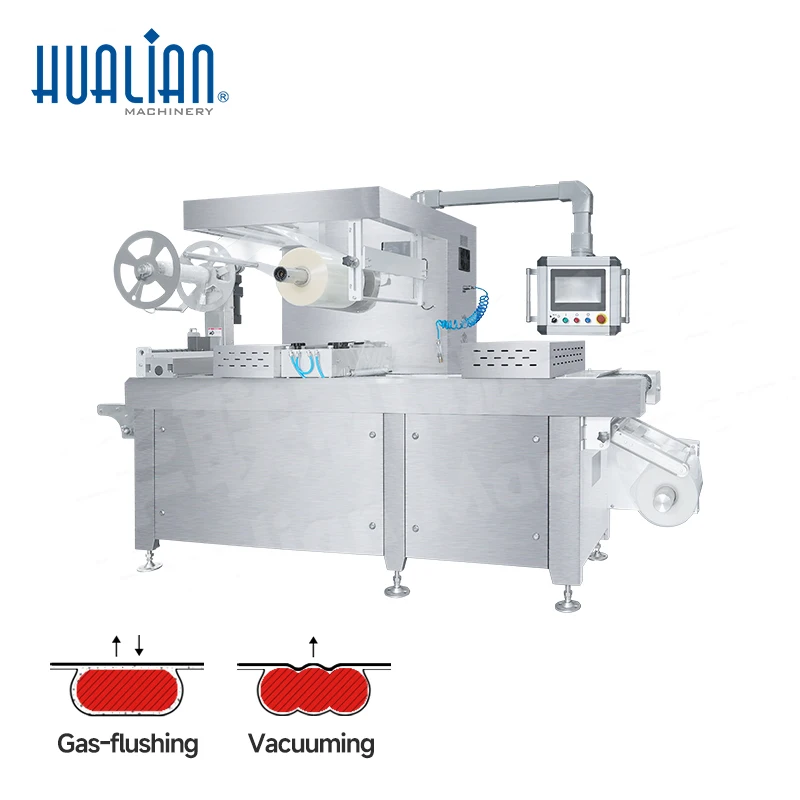 HVR-320A(Q) HUALIAN Auto Compact Meat Flexible Film Vacuum Thermoforming Packaging Packing Machine for Sausage Prepared Food