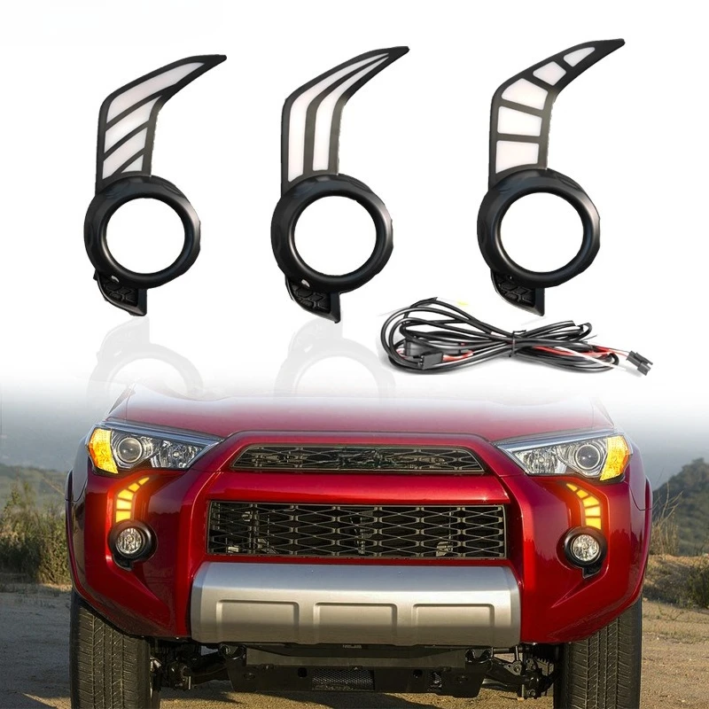 

For Toyota 4Runner 2013-2022 Front Fog Lamp Led Daytime Running Light DRL Flowing Turn Signal Lamp Modification Accessories