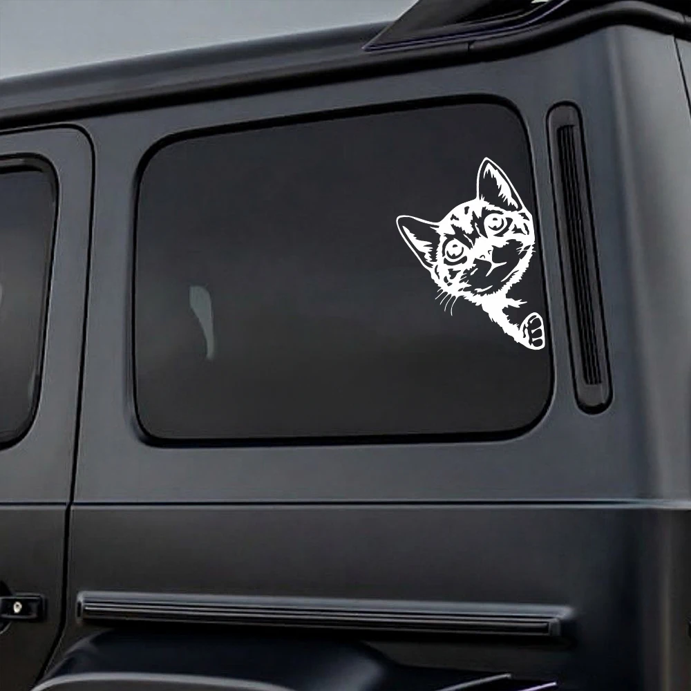 15 18 23cm Cat Face Silhouette Pattern Car Decal Waterproof Vinyl Sticker Trendy Personalized Auto Window Vehicle Exterior Decor