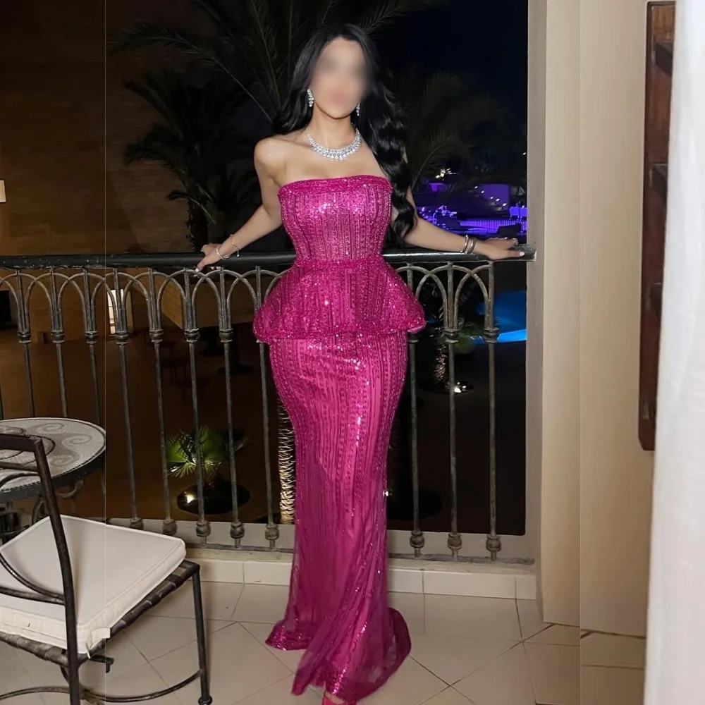 

Customized Sparkle Charming Strapless Mermaid Floor-length Bespoke Occasion Women Luxury Evening Elegant Party High Quality