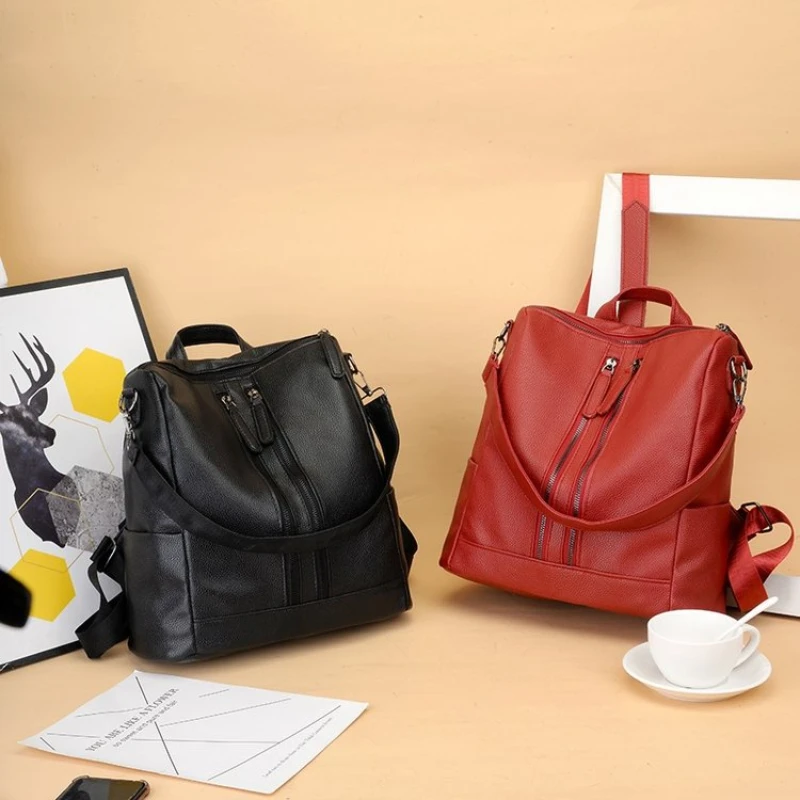 

Women's multifunctional soft backpack，Casual Black Multi-Functional University Bag，Large Capacity Backpack，Travel Tote Backpack
