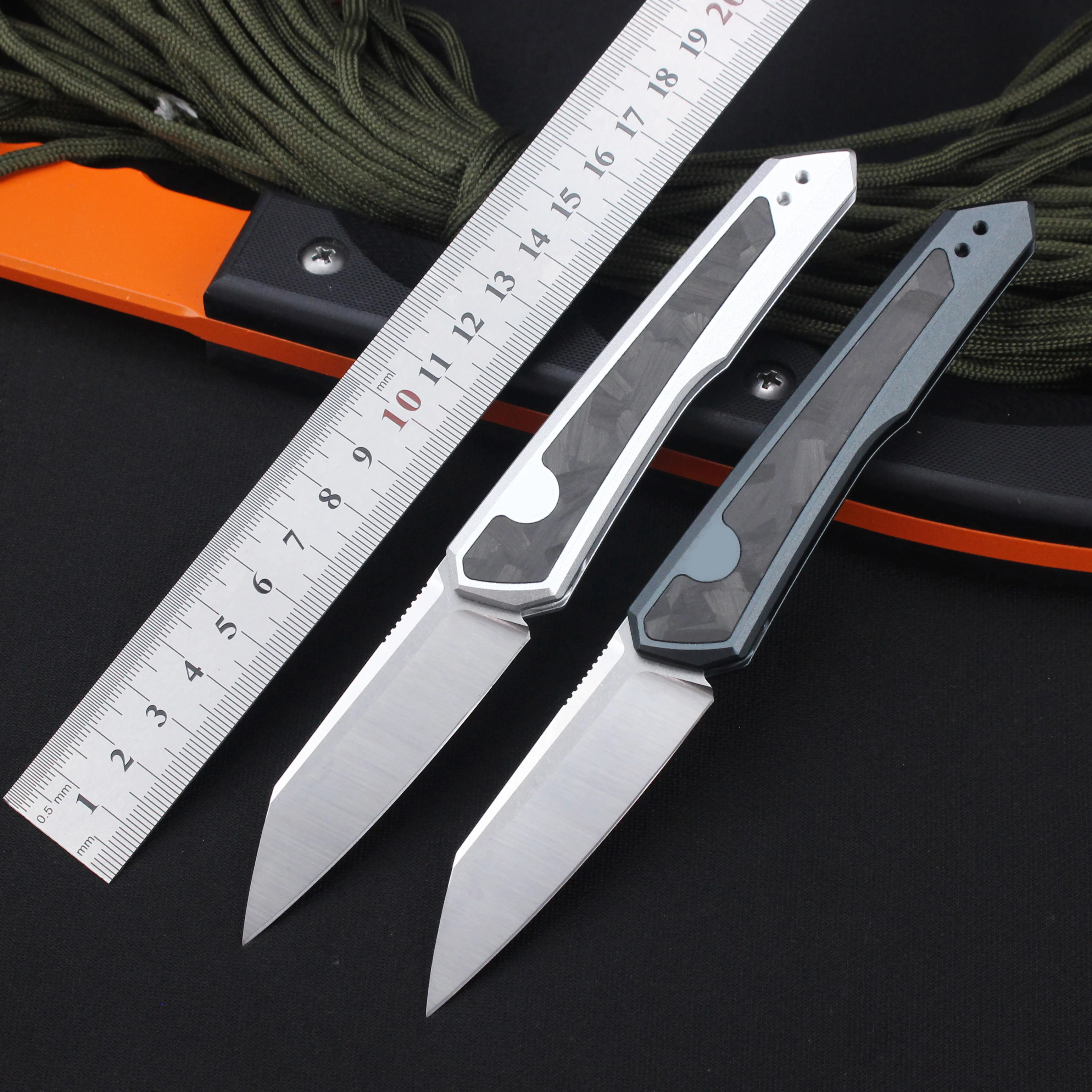 

7050 Small Knife Camping EDC Tactival Folding Survival Tools Aluminum + carbon fiber Handle Folding Pocket Knives