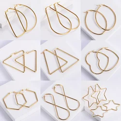 High Quality hoop Stainless Steel Earrings for Women Men Trendy Elegant Gold Rainbow Color Earrings Gifts