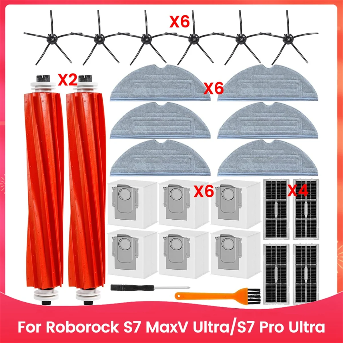 Для Roborock S7 MaxV Ultra S7 Pro Ultra робот-пылесос Основная боковая щетка Hepa-фильтр Швабра Тканевые мешки для пыли Аксессуары