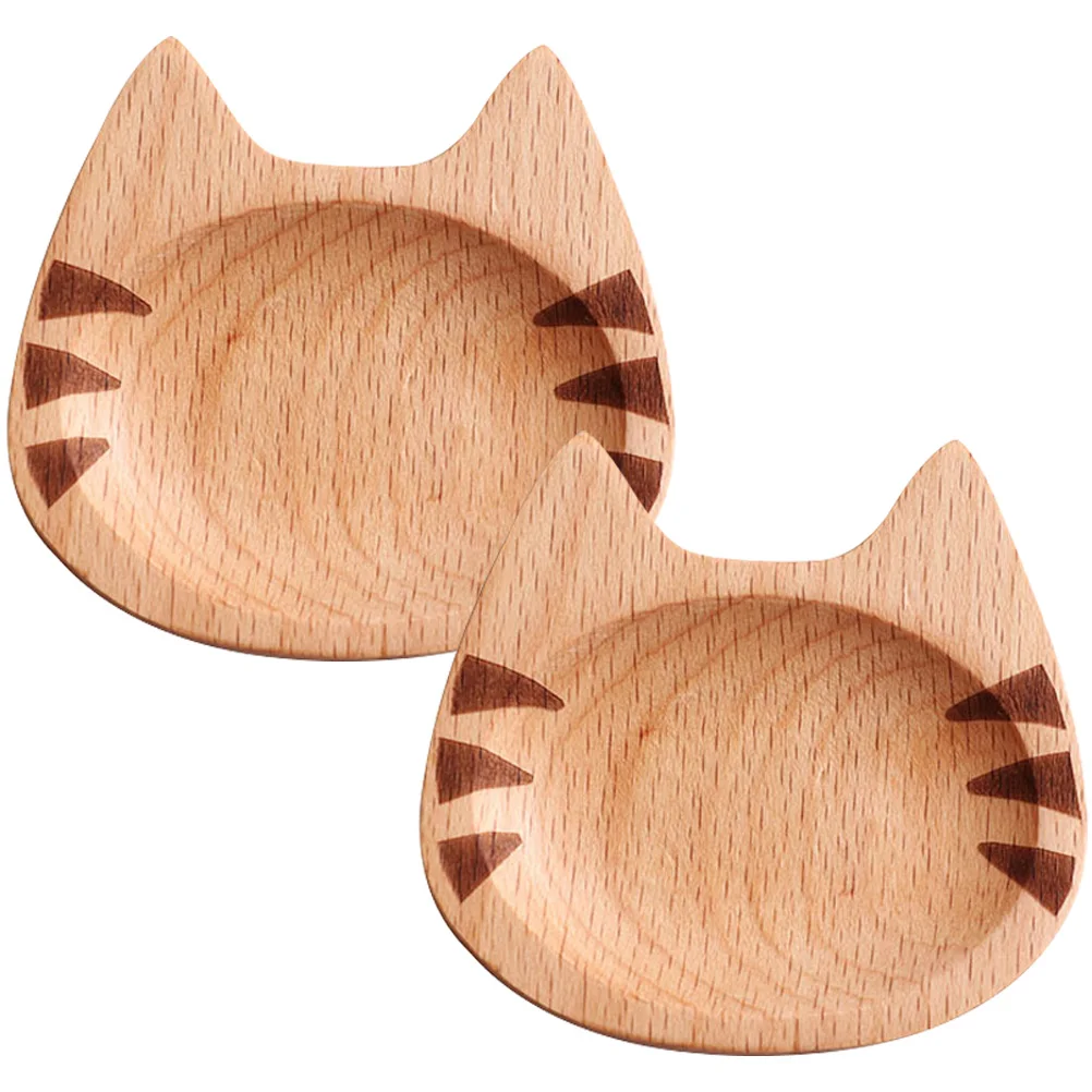 

2pcs Cat Shaped Wooden Dipping Bowls Mini Sauce Dishes Small Wood Appetizer Plates For Soy Sauce Mustard Salad Stain Resistant