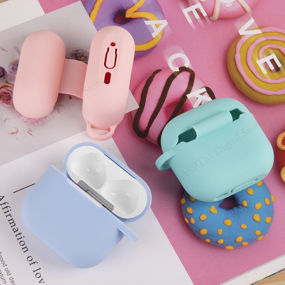 حافظة لهاتف أبل AirPods 4 حافظات ملحقات سماعة الرأس سماعة رأس بخاصية البلوتوث غطاء سيليكون لأجهزة Airpods 4 2024 Coque Fundas مع خطاف