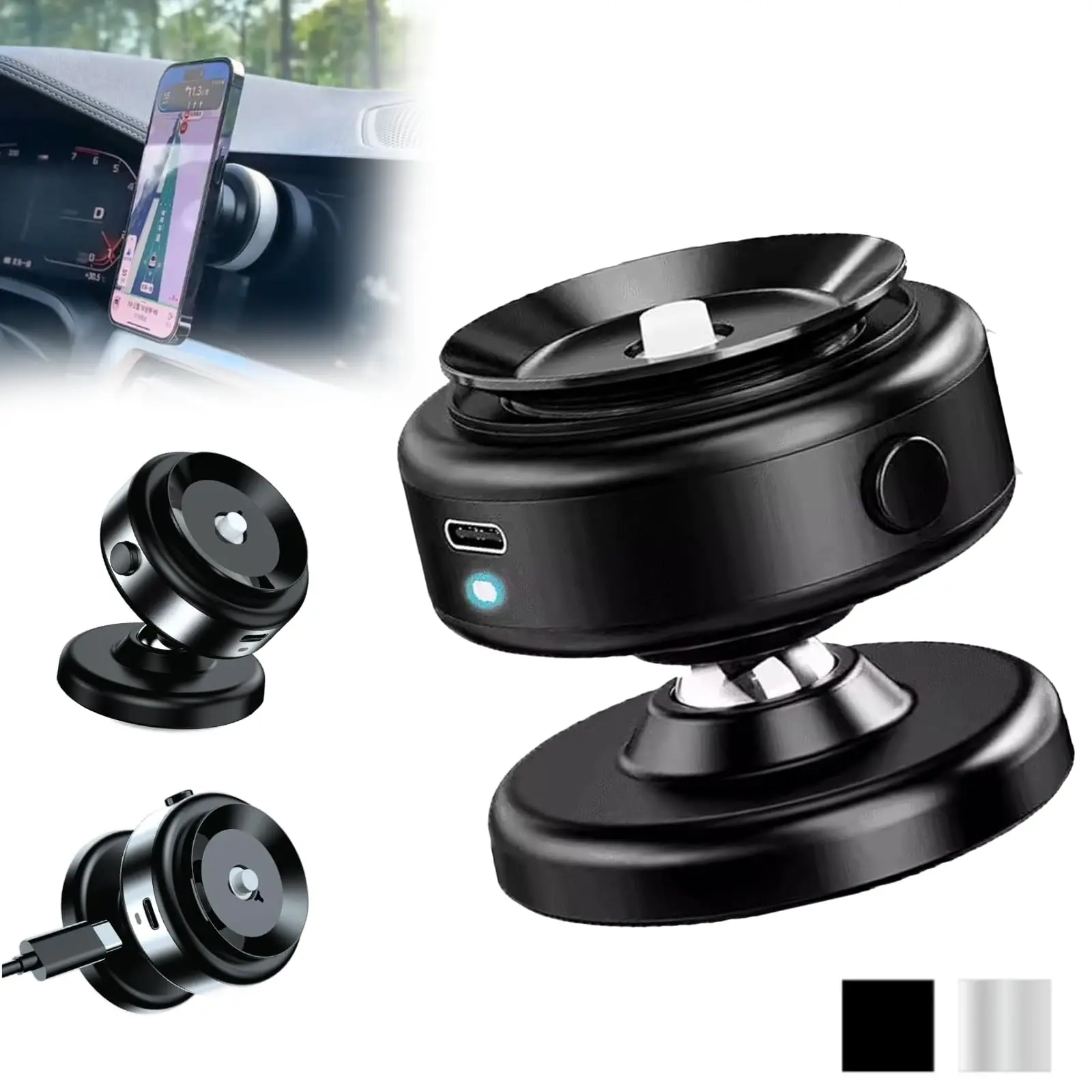 

Upgraded 360° Adjustable Electric Vacuum Magnetic Suction Cup Phone Mount Hands-Free Magnetic Cell Phone Holder for Car Gym