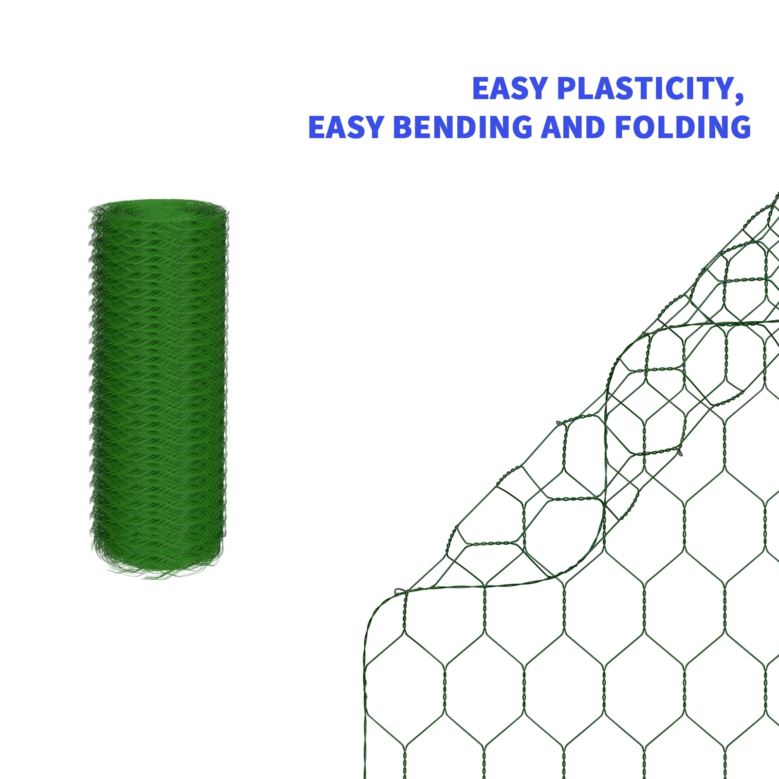 Recinzione da giardino in rete metallica - Larghezza rete 25 mm Recinzione in rete metallica - Recinzione per animali in filo di pollame verde rivestito in PVC per recinzione da giardino