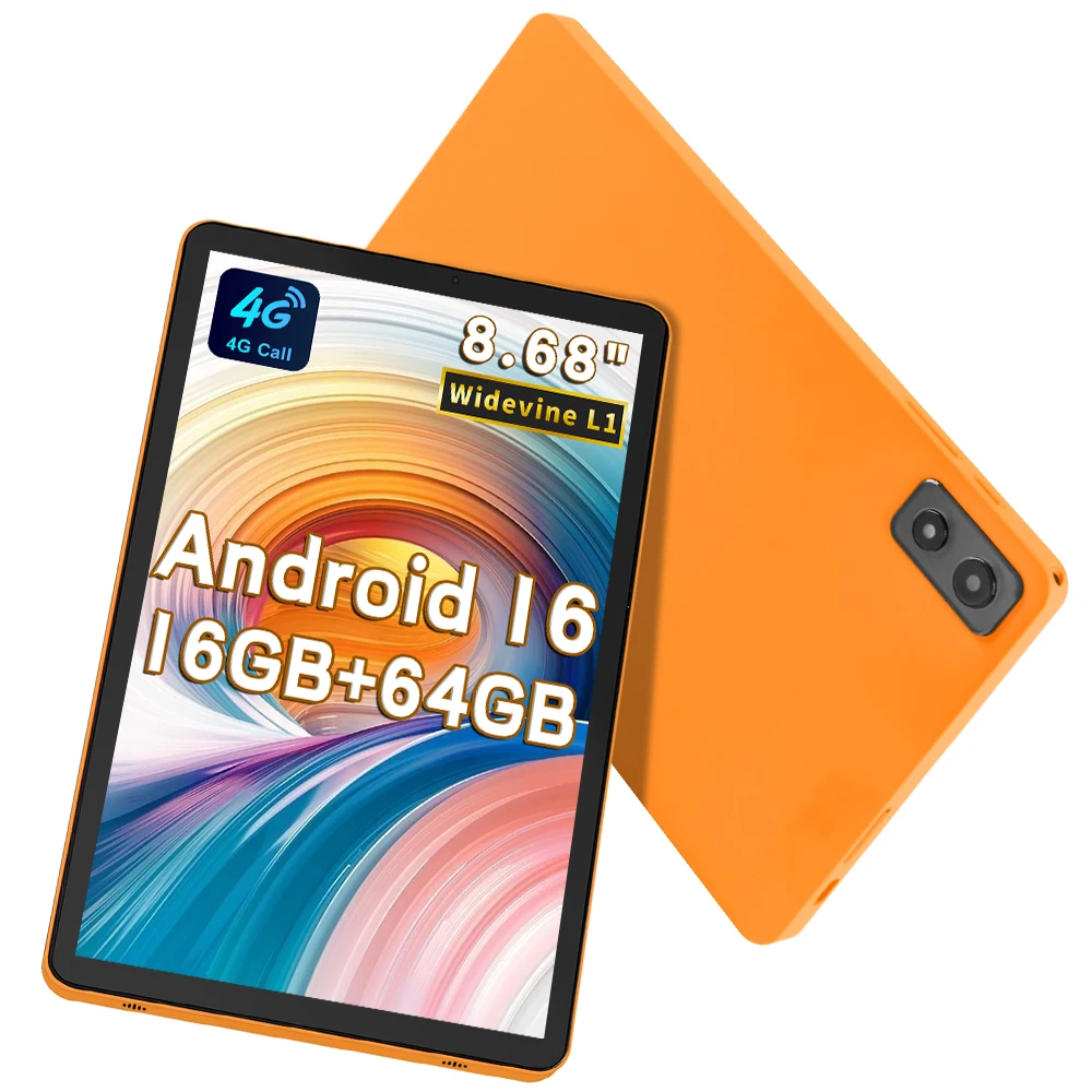 Paitanry 8.68 Inch Android 16 Tablet PC 16GB RAM 64GB ROM 1TB Expand 4G LTE Octa Core Unisoc T616 5000mAh 90Hz WiFi 6 2026 Tab