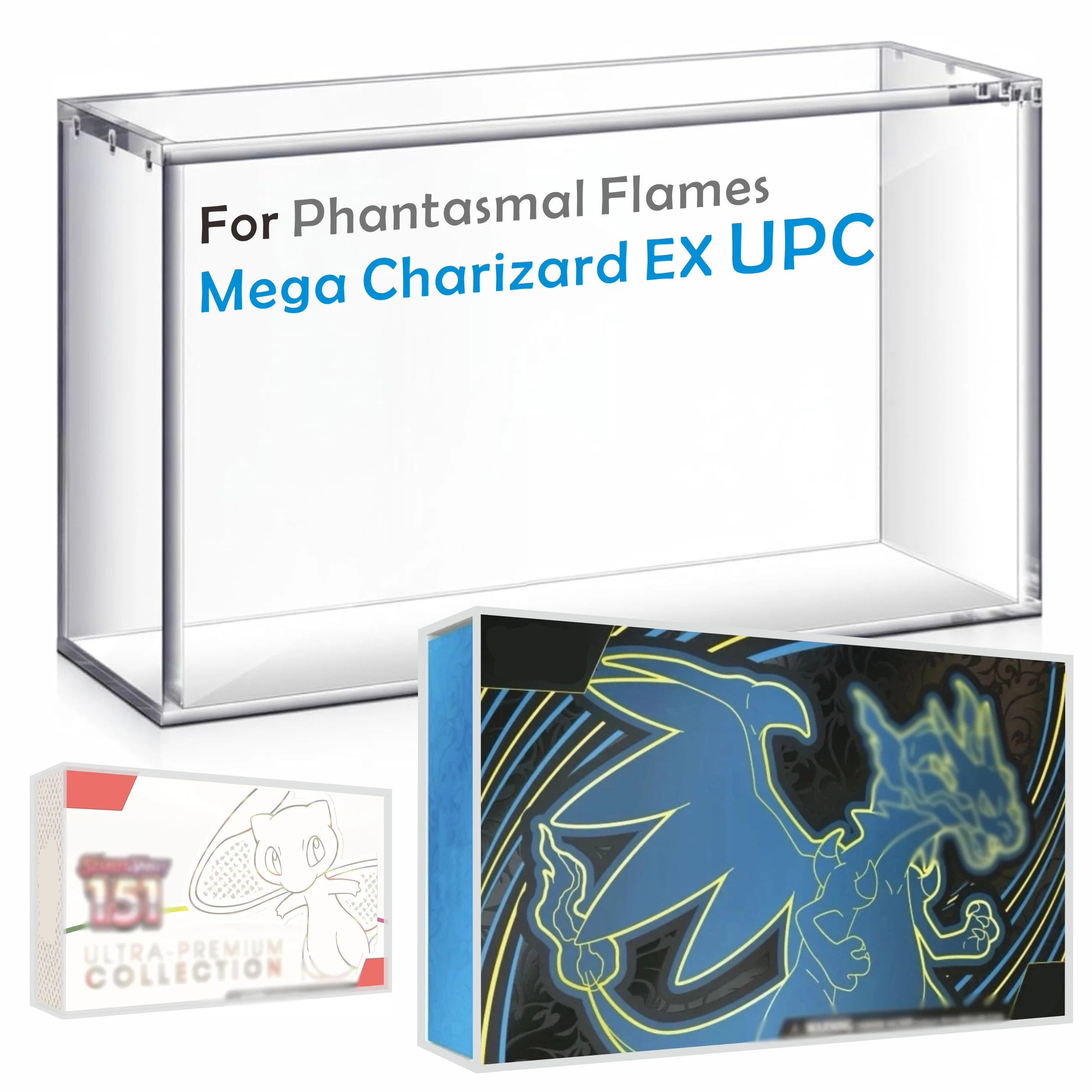 حافظة عرض مغناطيسية من الأكريليك من Mega Charizard EX UPC بسمك 5 مم لـ Mega Charizard EX UPC / S&V 151 UPC حزمة من 1 غبار واقية