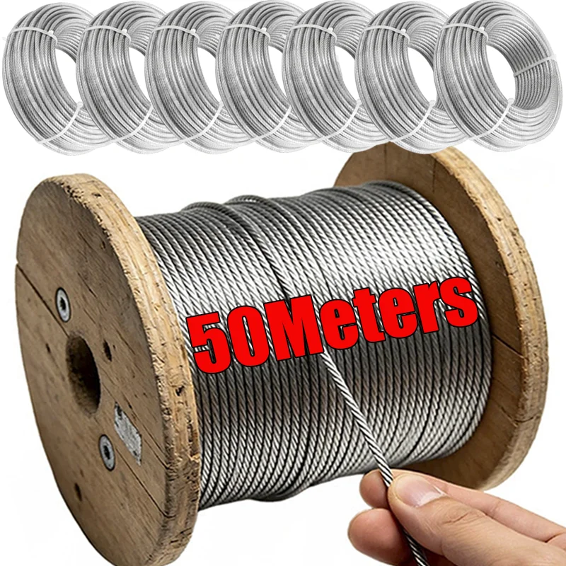 Stainless Steel Garden Wire Rope Heavy Duty Railing Deck Railing Wire Rope for Aircraft Cable Garden Trellis Outdoor Clothesline