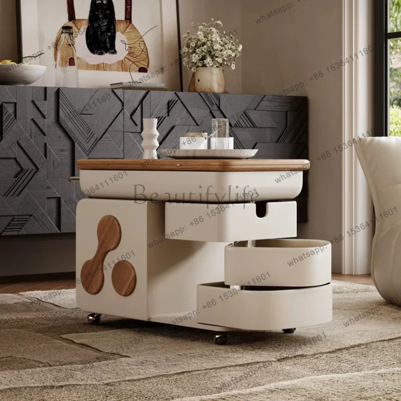 

Italian minimalist sofa side few trolleys living room bedroom cream wind can be lifted and moved