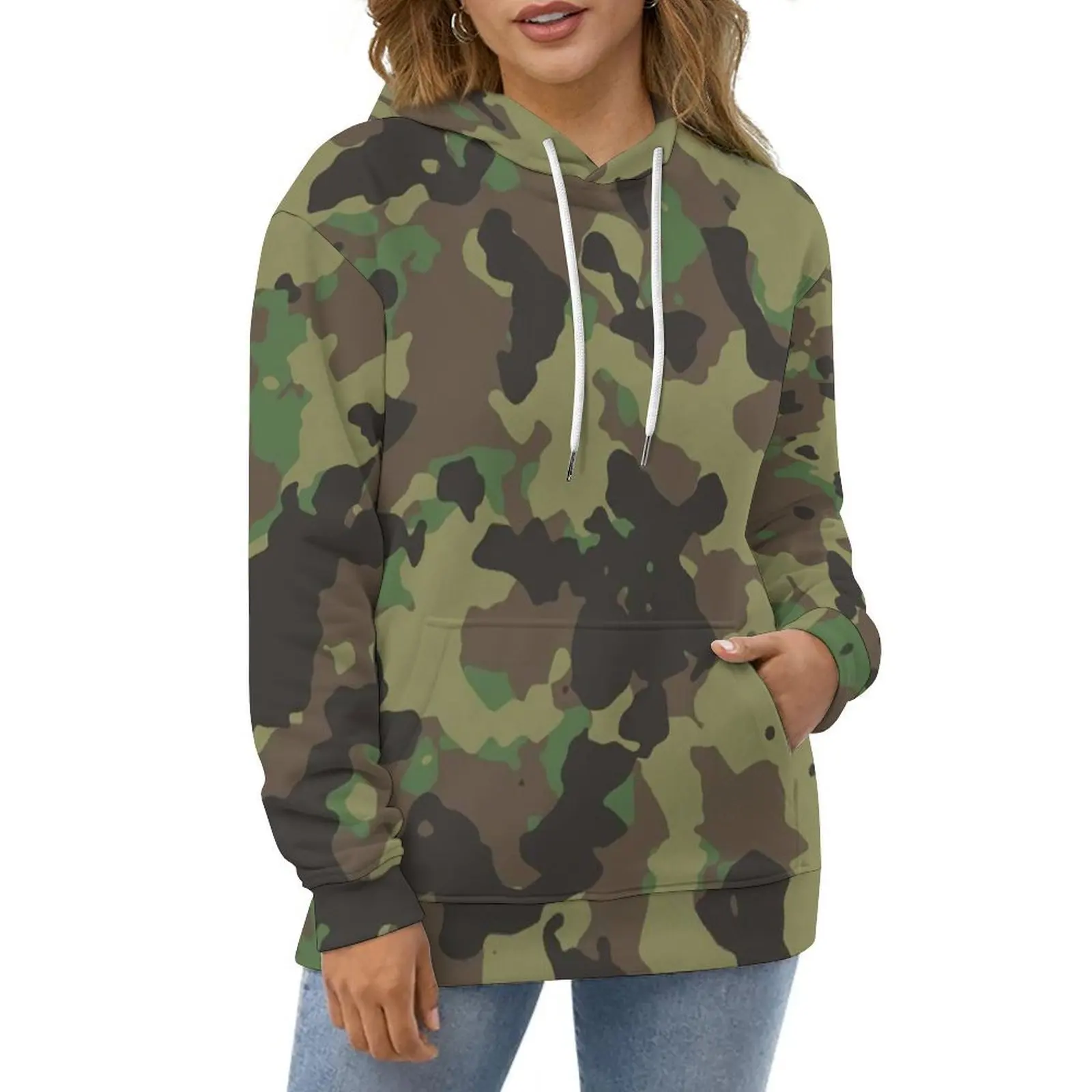 

Military Camo Casual Hoodies Camouflage Army Y2k Pullover Hoodie Ladies Long Sleeve Harajuku Graphic Loose Oversized Top