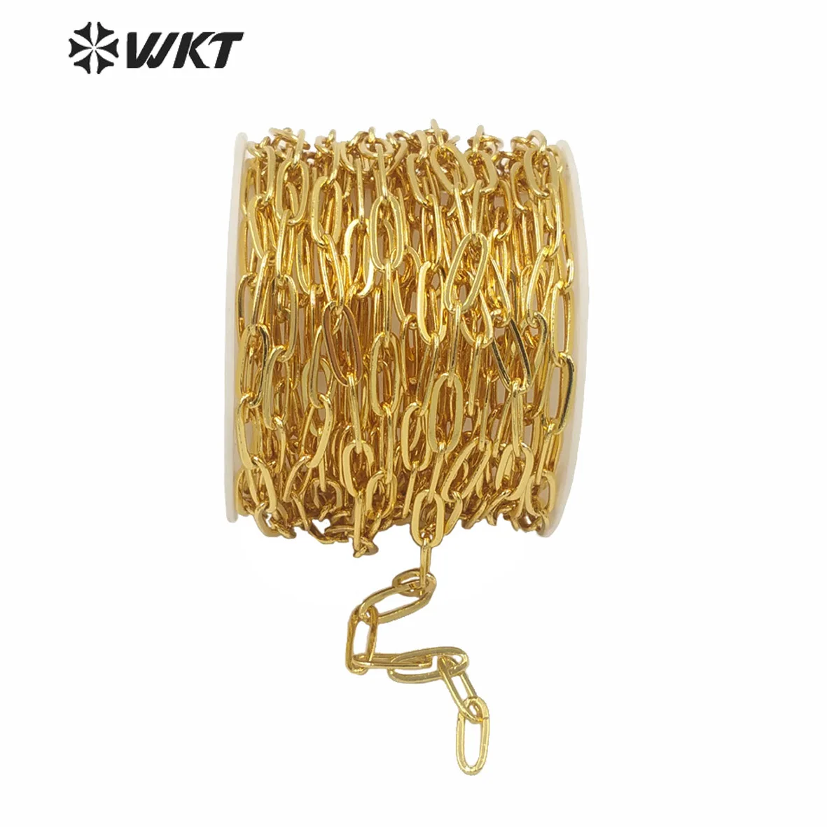 BC152 4x11mm long link chain for jewelry making findings with 18k real gold plated resist tarnishable brass chain