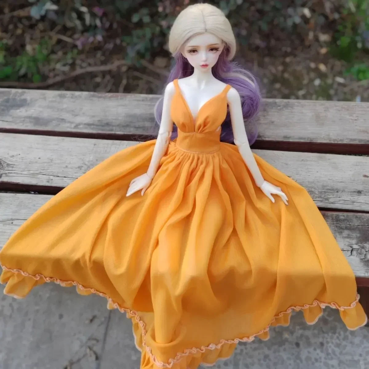 

(Customized) 1/3 1/4 1/6 Doll Clothes Silver Silk Chiffon Fabric Diy Girl Toys Princess Skirt Dress Up Doll Accessories, No Doll