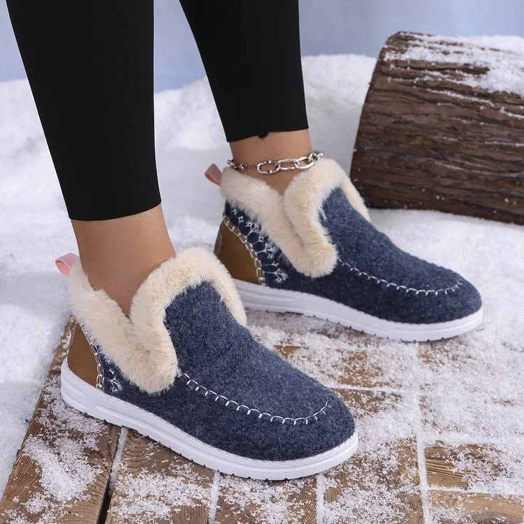 

Women's Winter ort Boots Large Size Fce Lined Velvet Snow Boots Faionable Youth Low Heel Flat Bot Booties
