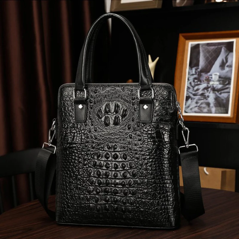 2024 New Alligator Genuine Leather Men Crossbody Bag Casual Business Leather Men's Messenger Casual Shoulder Handbags Bags