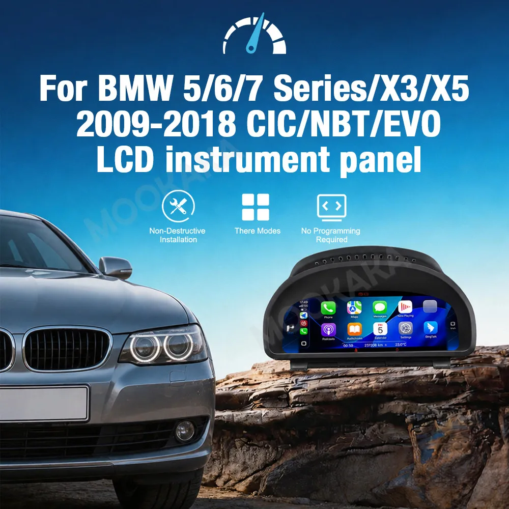 LCD Digital Cluster Virtual Cockpit For BMW 5 6 7 Series X3 X5 2009‑2018 Instrument Speedometer Dashboard Screen Plug And Play