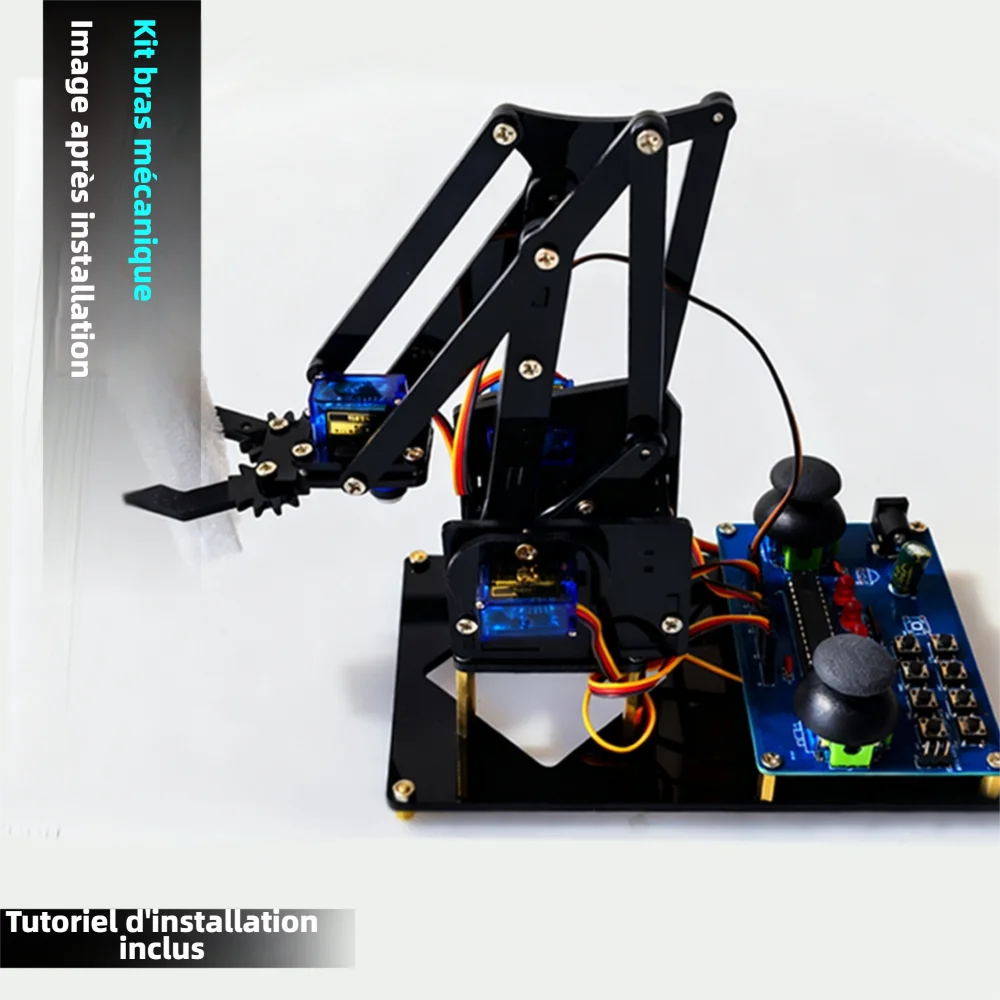 Kit de Construction Bras Robotique Noir DIY - Apprendre Soudure, Électronique, Circuits & Programmation, Idéal pour Projets Makers, STEM, Éducation et Cadeau Technologique