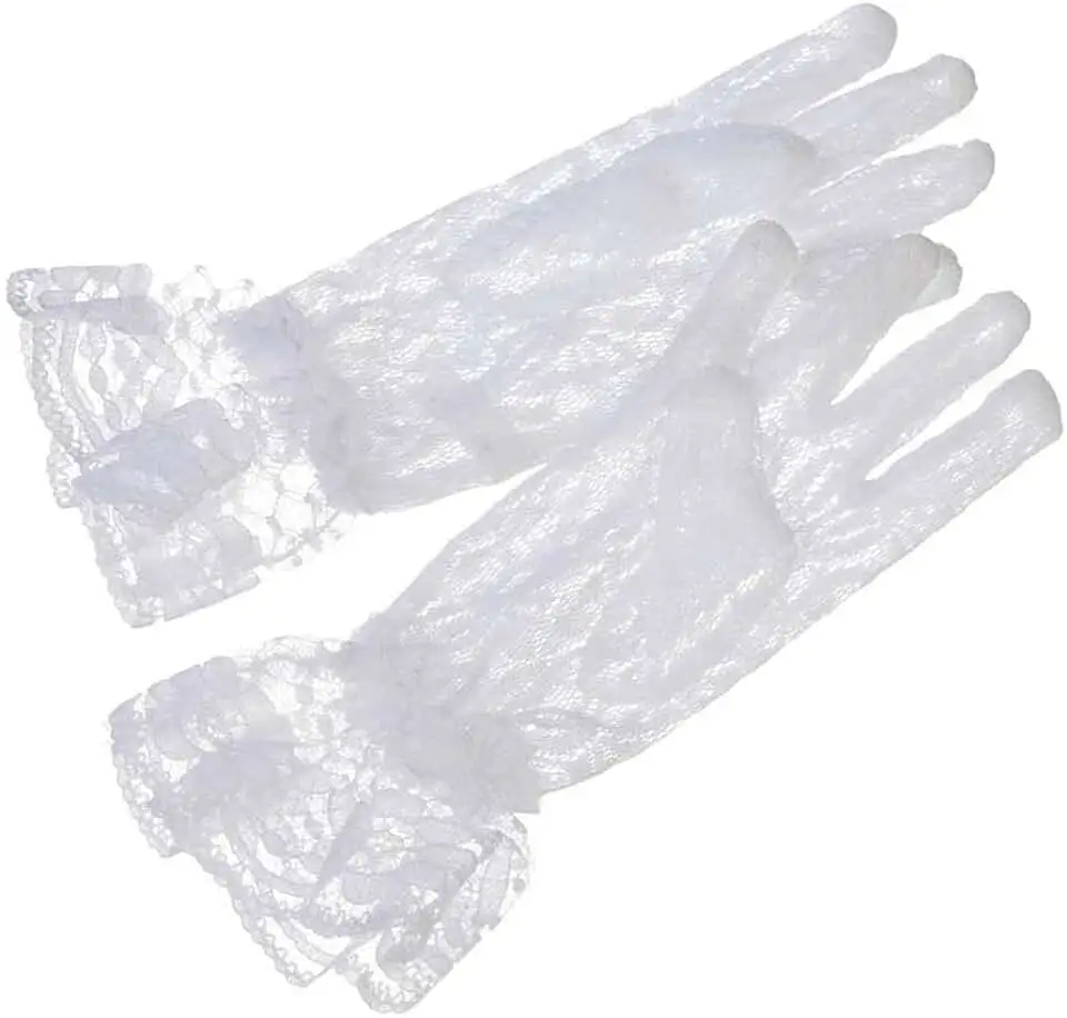 Luvas De Noiva De Renda Para Mulheres, Semi Transparente, Comprimento Do Pulso, Acessórios Do Casamento