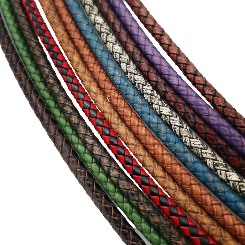 Aaazee 5mm Round Braided Leather Bolos Cords