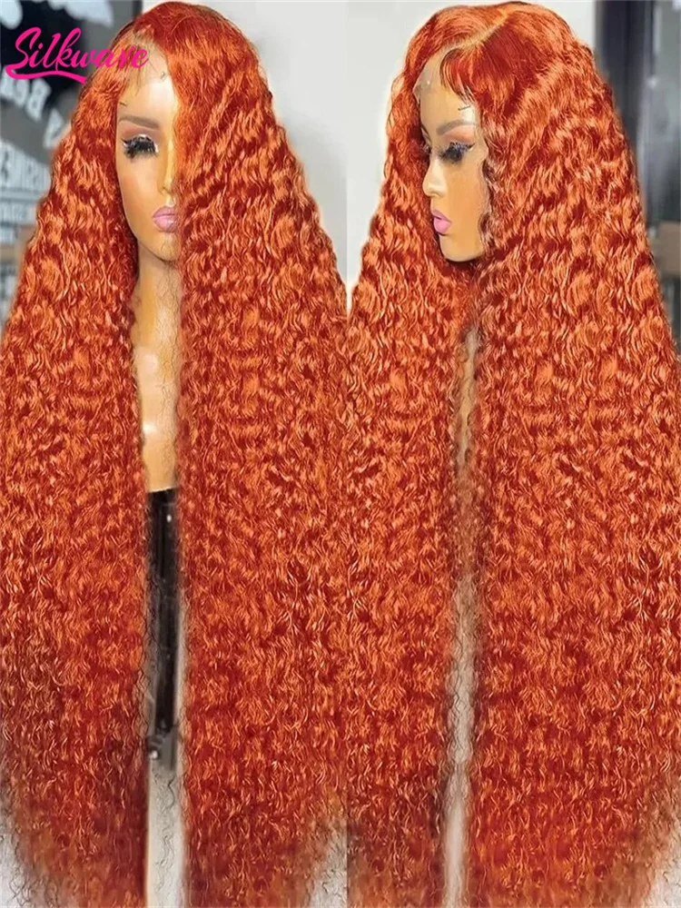 

Silkwave Ginger Orange Water Wave #350 Colored 13x6 13x4 Transparent Lace Front Wig Human Hair For Women 30 Inch Deep Curly Wigs
