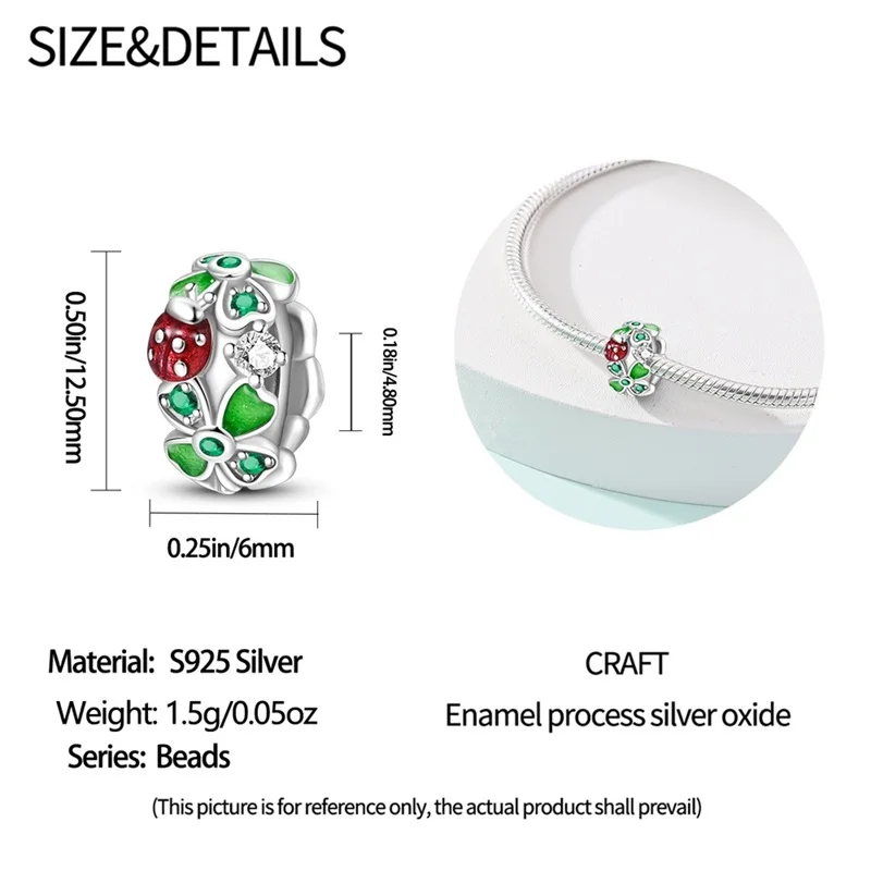 925 Sterling Silver Green Series Green Four Leaf Pendant DIY Fine Beads Fit 4MM hole diameter Charms Bracelet Women Jewelry Diy